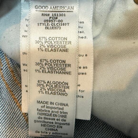 Good American 4/27 distressed high rise waist stretch jean J2 3021 - Picture 5 of 14